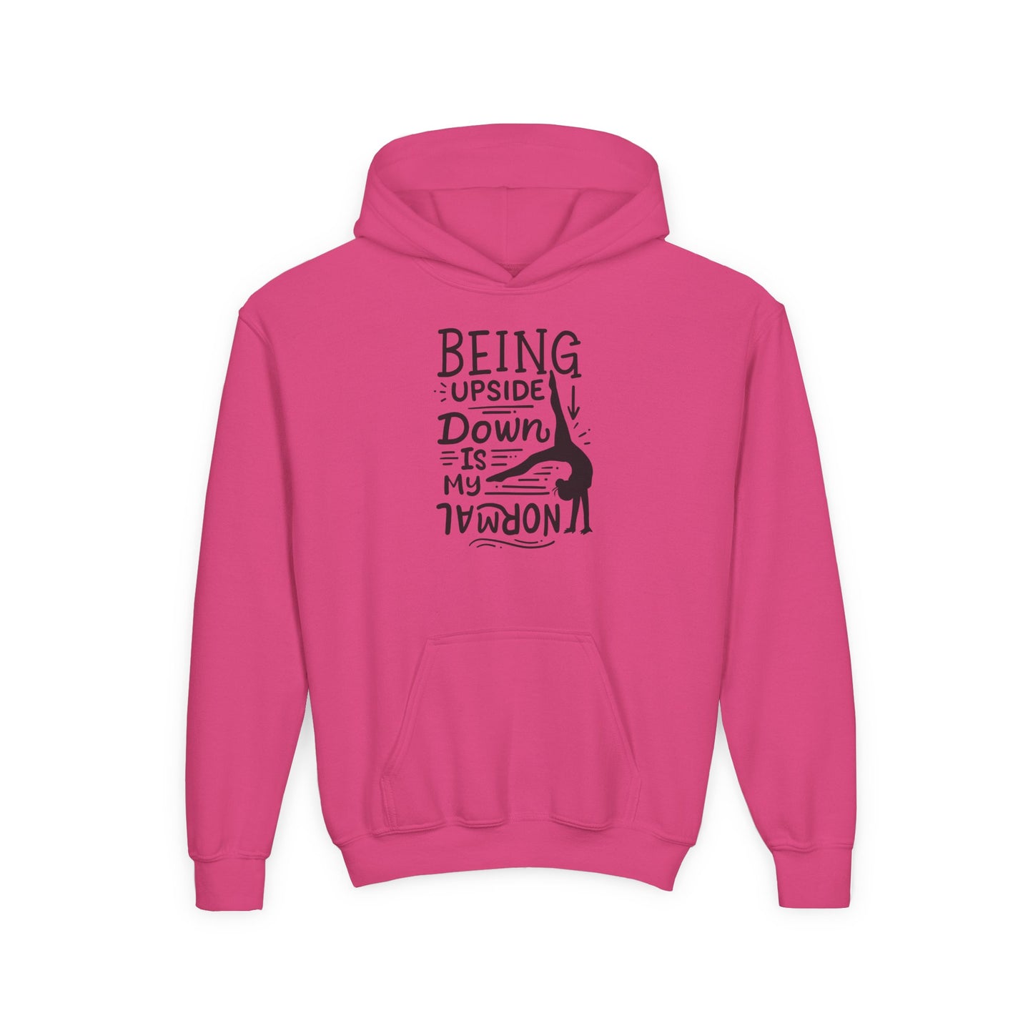 Youth Heavy Blend Hooded Sweatshirt: Gymnastics-Being upside down is my normal