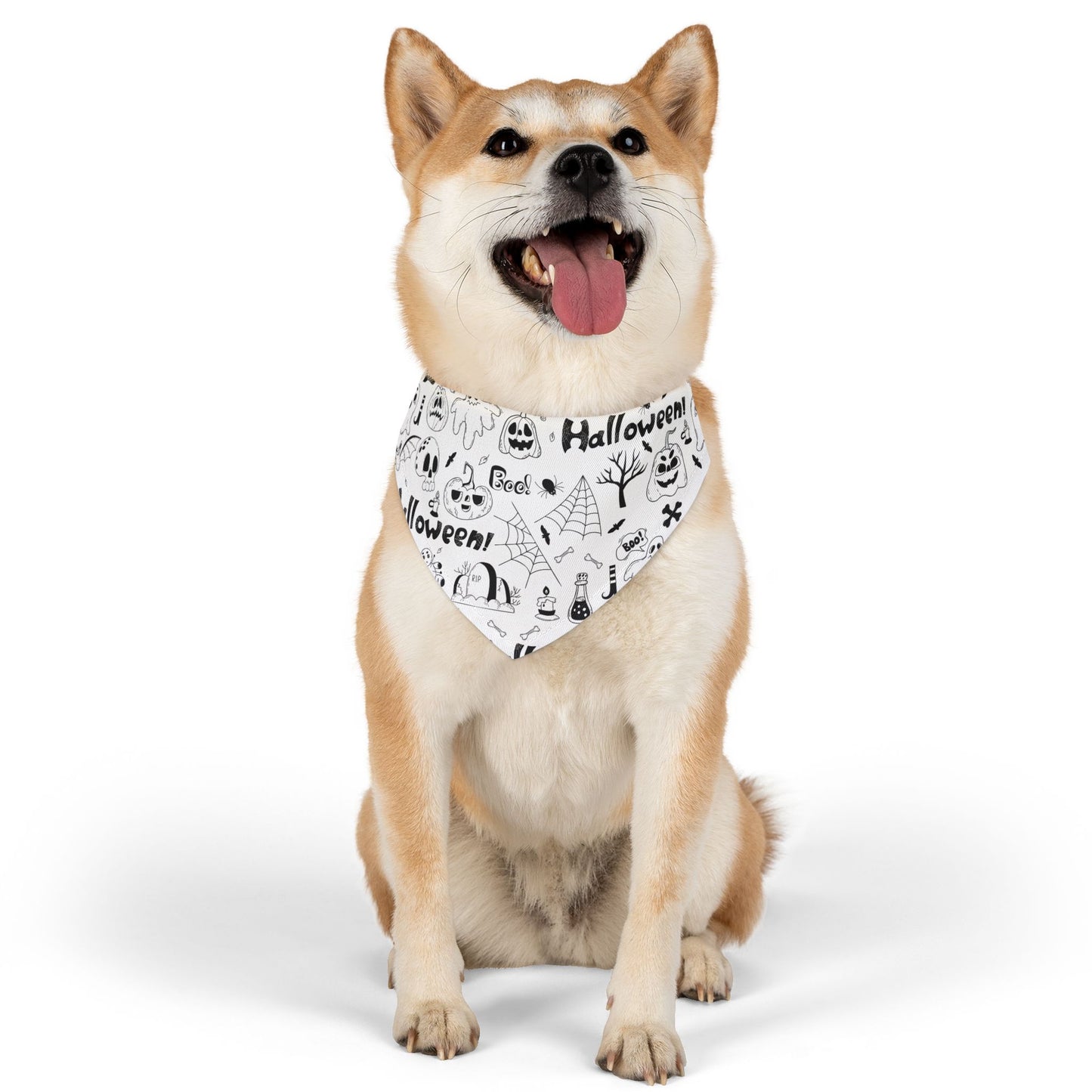 Pet Bandana Collar: B&W Halloween pattern