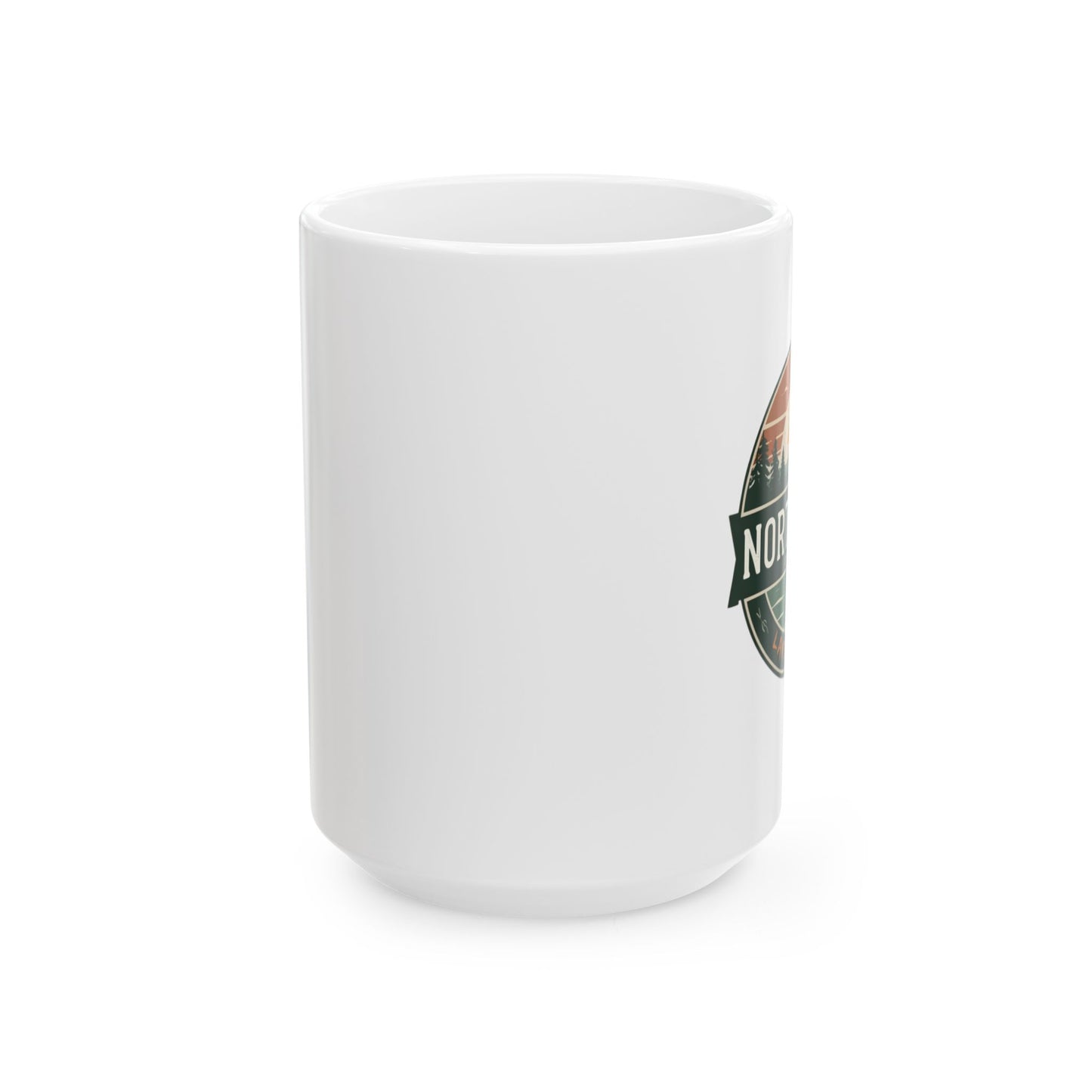 North Lake Ceramic Mug — Vintage Sunset Graphic (11oz & 15oz)