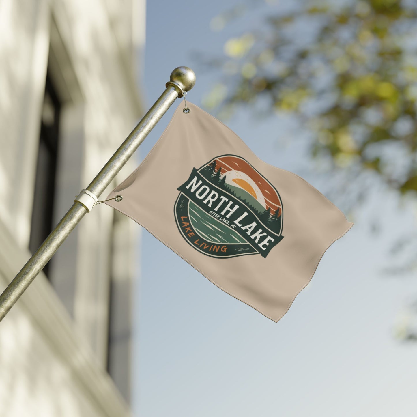 North Lake Flag — Double-Sided Vintage Sunset Graphic