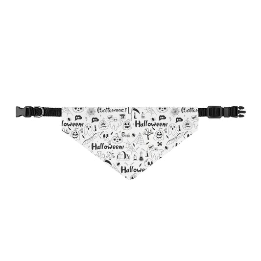 Halloween Clip-On Pet / Dog Bandana — Black & White Halloween