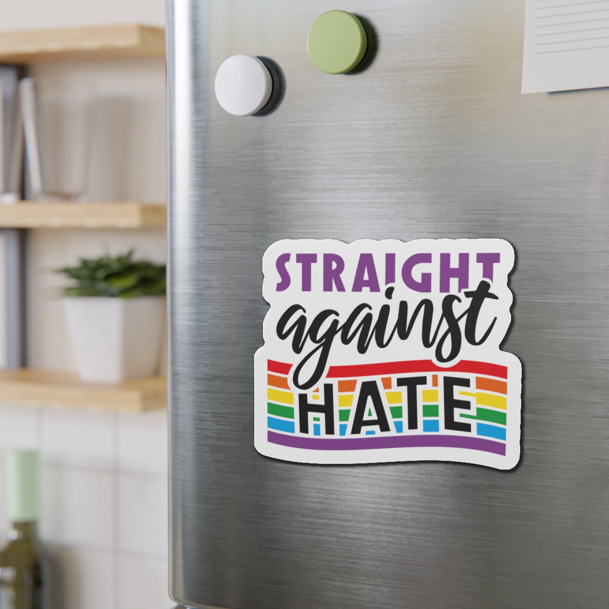 Die-Cut Magnet: Straight Against Hate