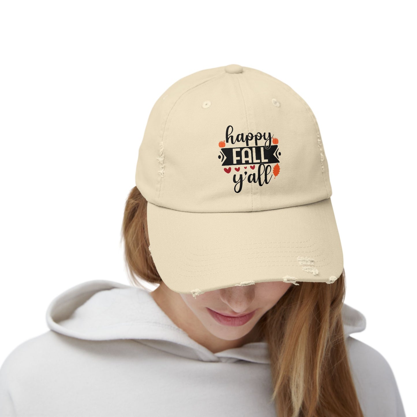 Unisex Distressed Cap: Happy Fall Ya'll
