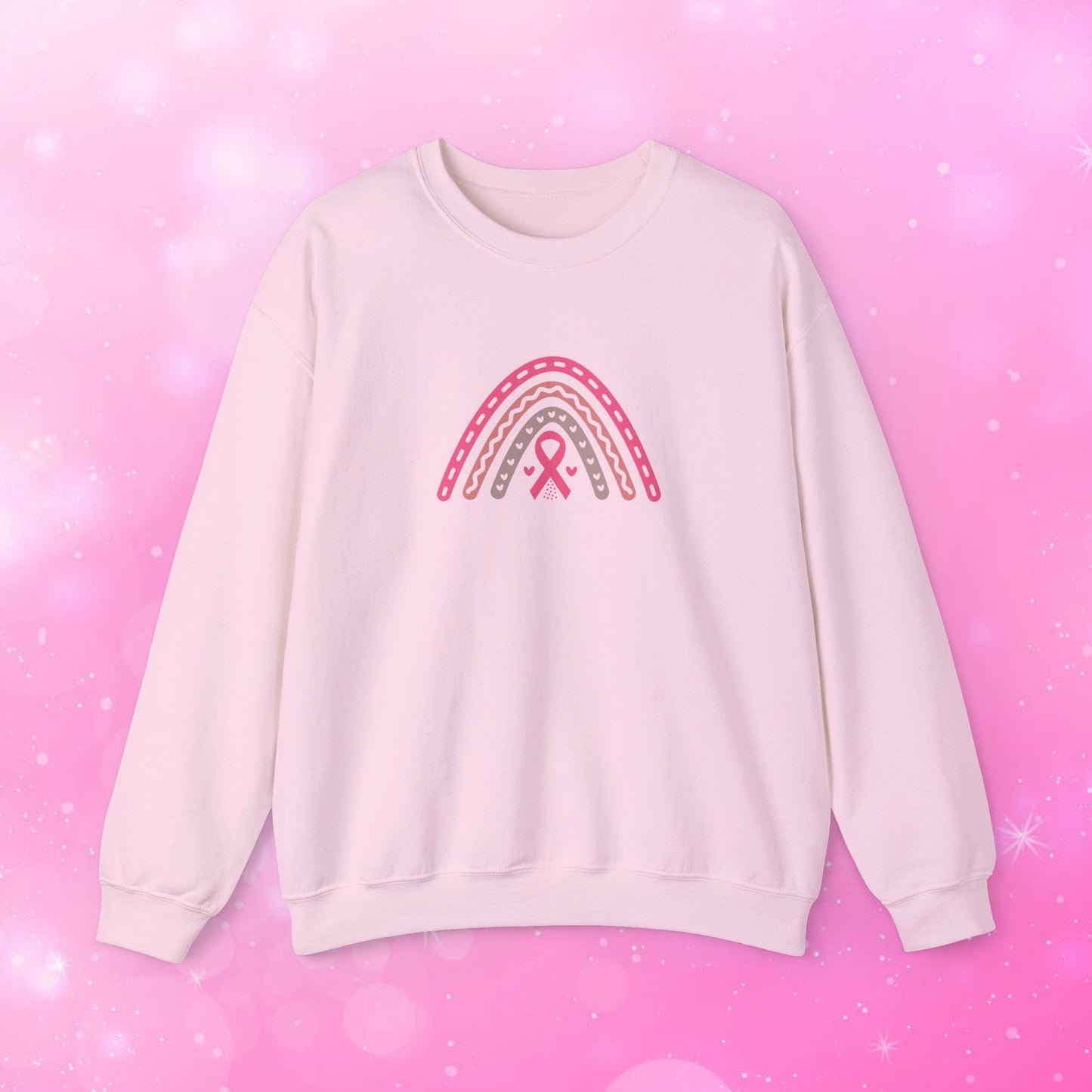 Unisex Heavy Blend Sweatshirt (Crewneck) - Breast Cancer Awareness Rainbow