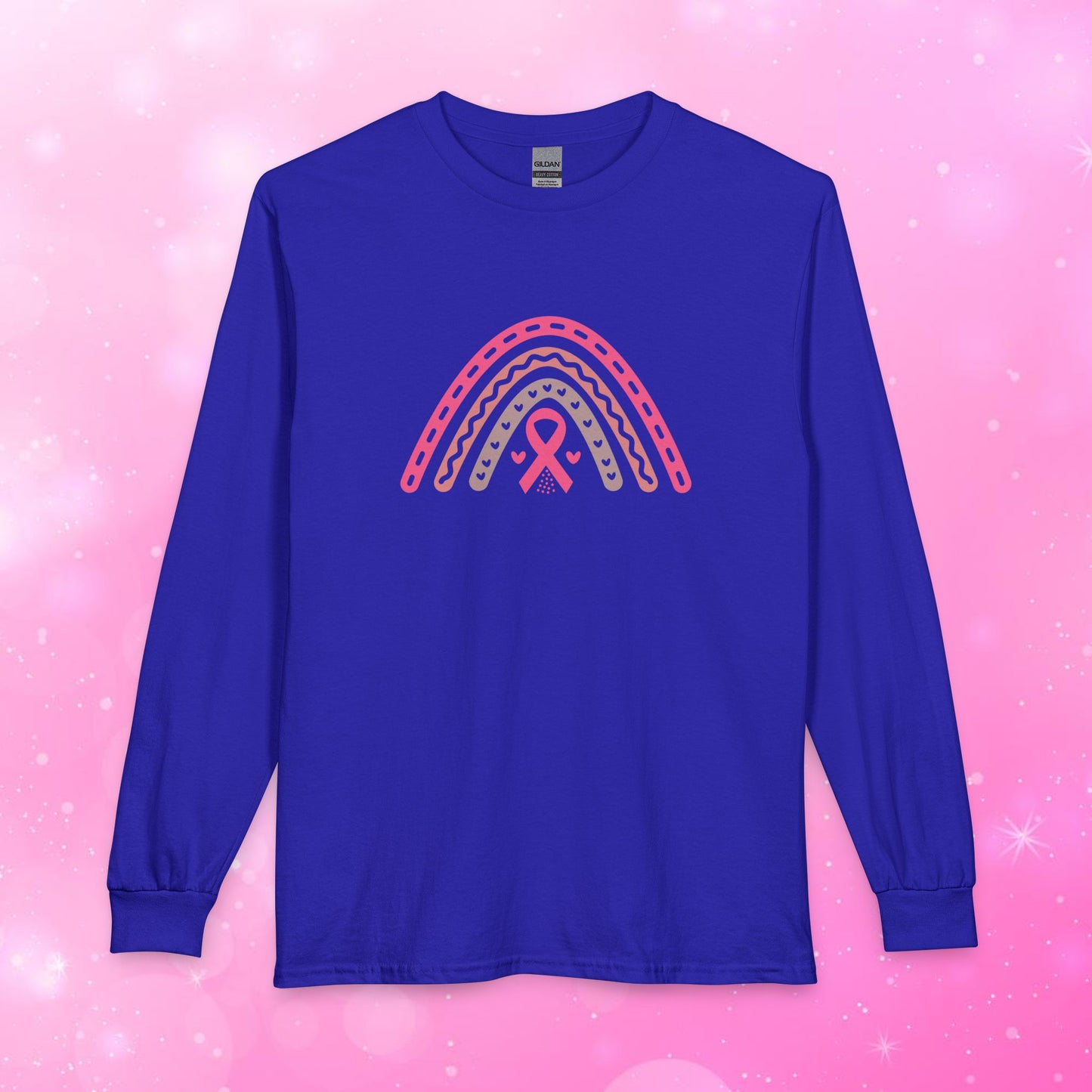 Unisex Long Sleeve Tee - Breast Cancer Awareness Rainbow