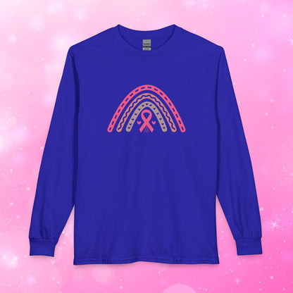 Unisex Long Sleeve Tee - Breast Cancer Awareness Rainbow