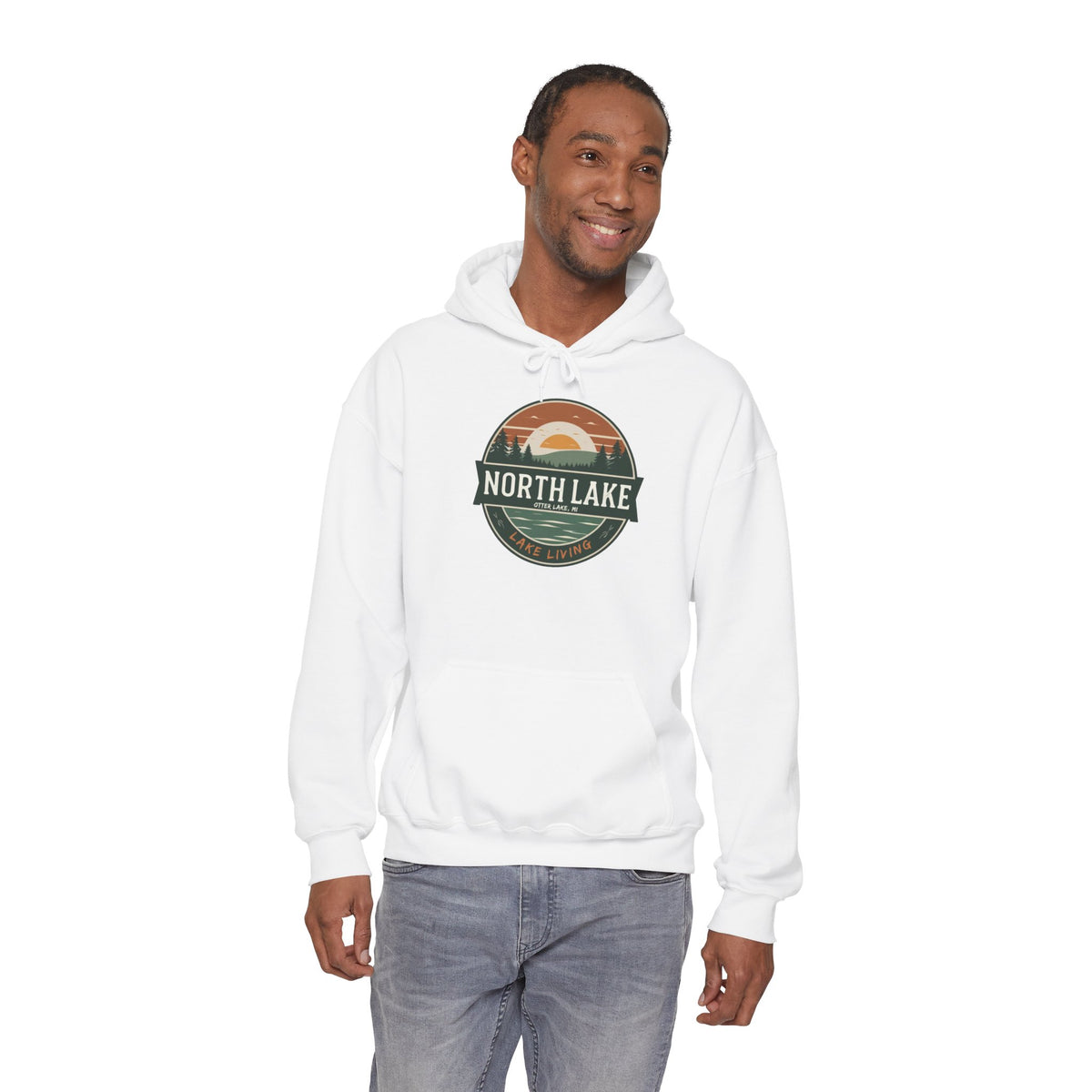 North Lake Sweatshirt (Hoodie) - Vintage Sunset Graphic
