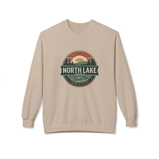 North Lake Crewneck Sweatshirt - Vintage Sunset Graphic