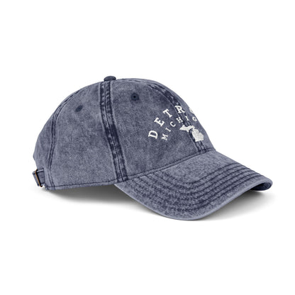Baseball Cap — Vintage Distressed Embroidered - Detroit, Michigan (white lettering)