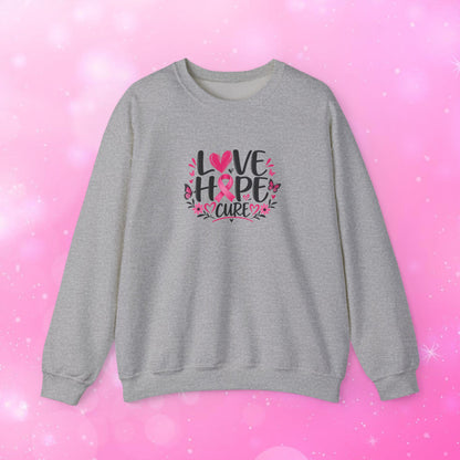 Unisex Heavy Blend Sweatshirt (Crewneck) - Breast Cancer - Love, Hope, Cure