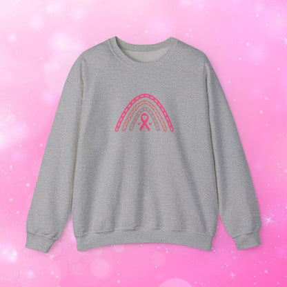 Unisex Heavy Blend Sweatshirt (Crewneck) - Breast Cancer Awareness Rainbow