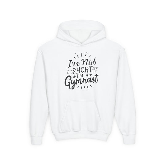 Youth Heavy Blend Hooded Sweatshirt: Gymnastics-I'm not short