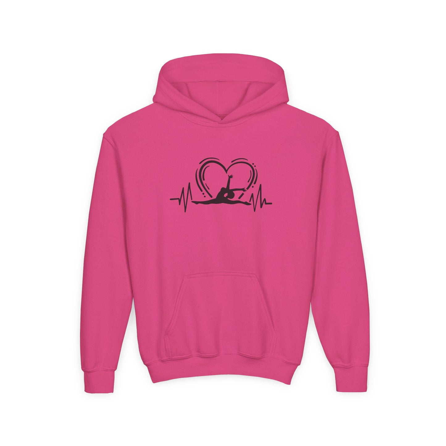 Youth Heavy Blend Hooded Sweatshirt: Gymnastics-Heartbeat