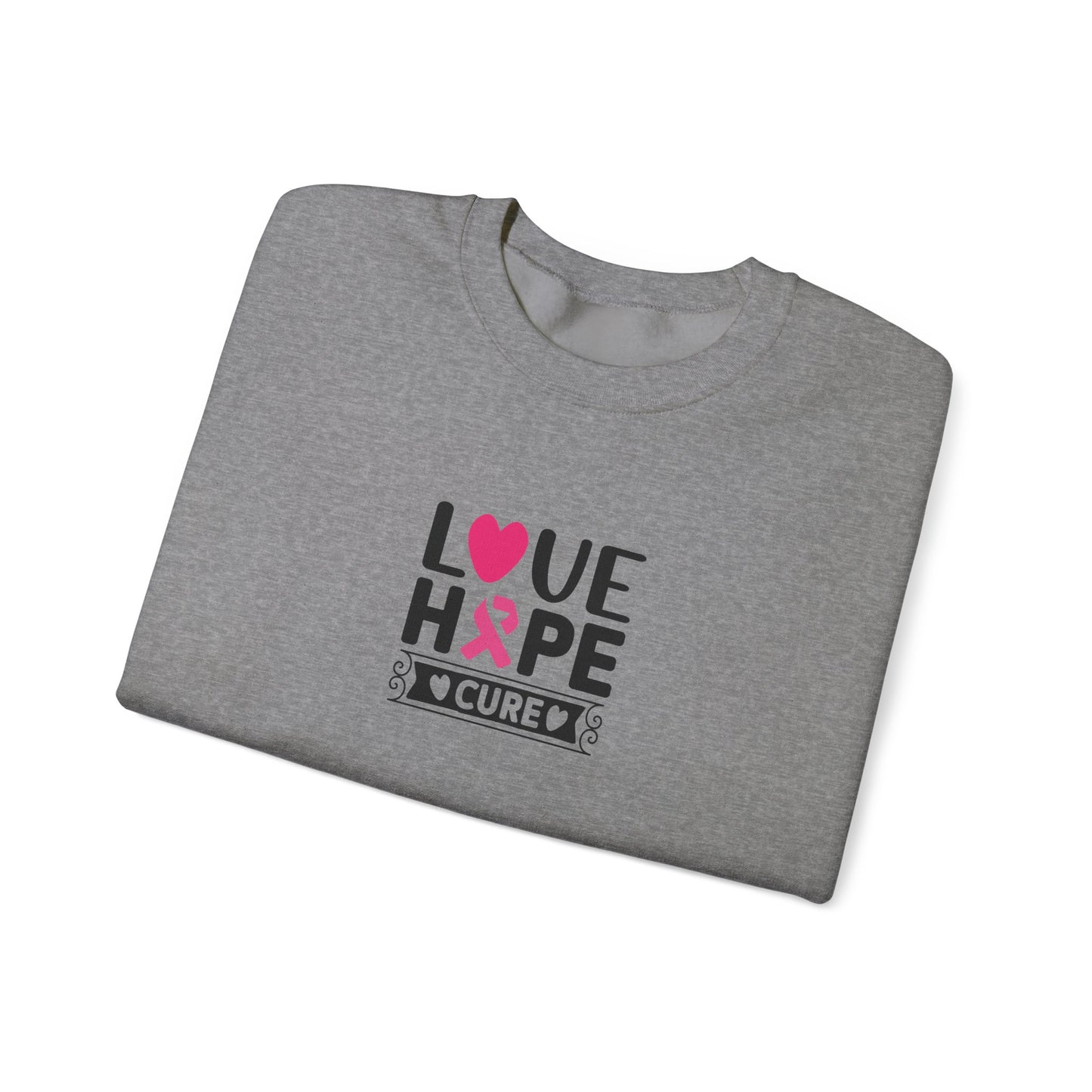 Unisex Heavy Blend™ Crewneck Sweatshirt: Love-Hope-Cure Breast Cancer