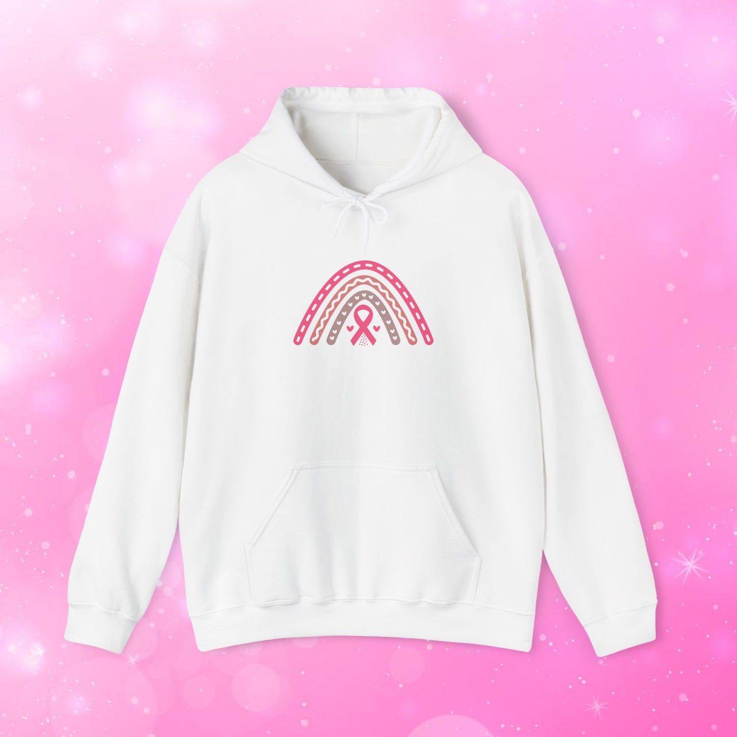 Unisex Heavy Blend Sweatshirt (Hoodie) - Breast Cancer Awareness Rainbow