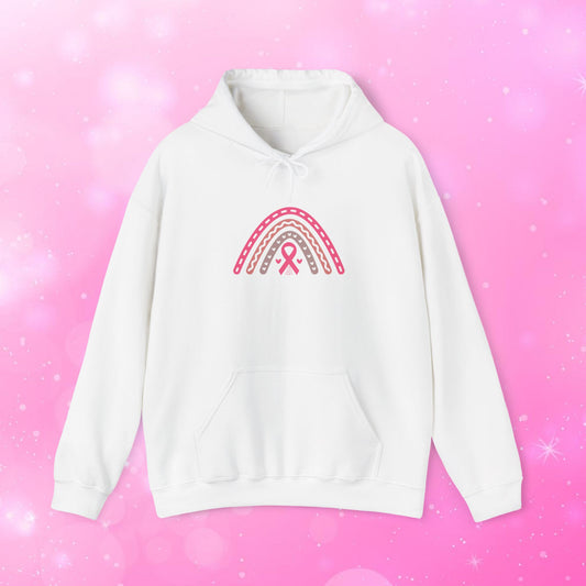 Unisex Heavy Blend Sweatshirt (Hoodie) - Breast Cancer Awareness Rainbow
