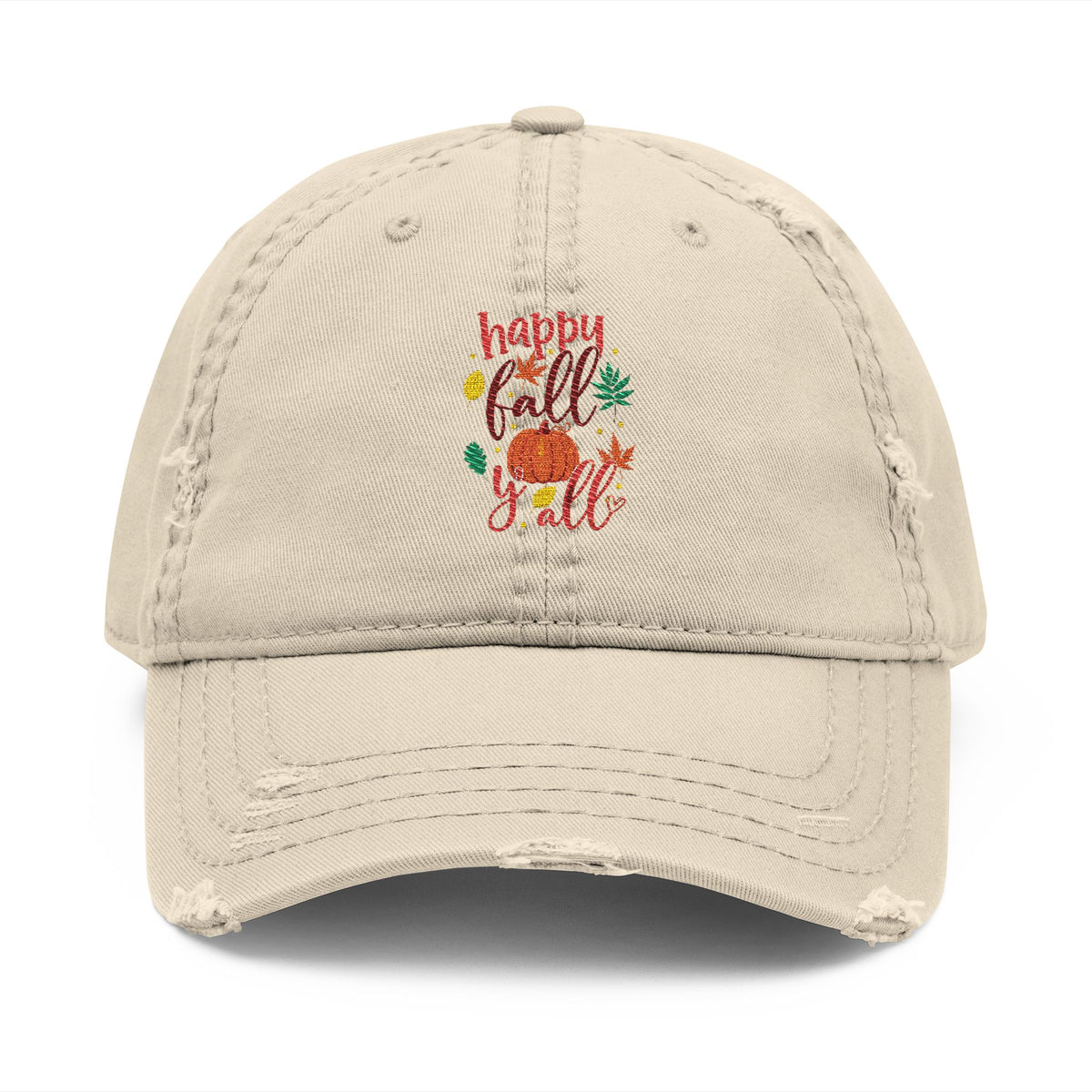 Baseball cap - Distressed / Embroidered - Happy Fall Y'all