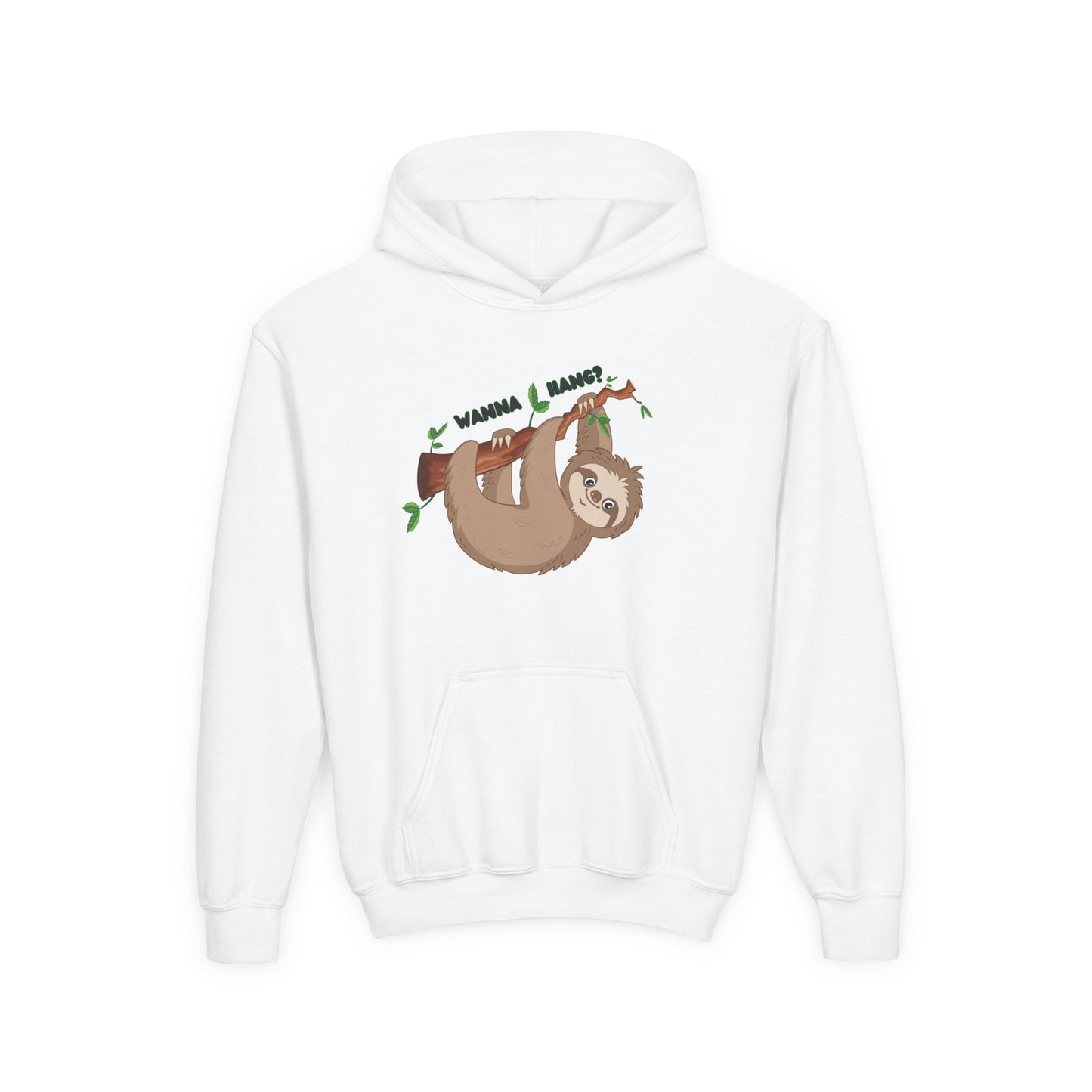 Youth Heavy Blend Hooded Sweatshirt: Sloth - Wanna hang?