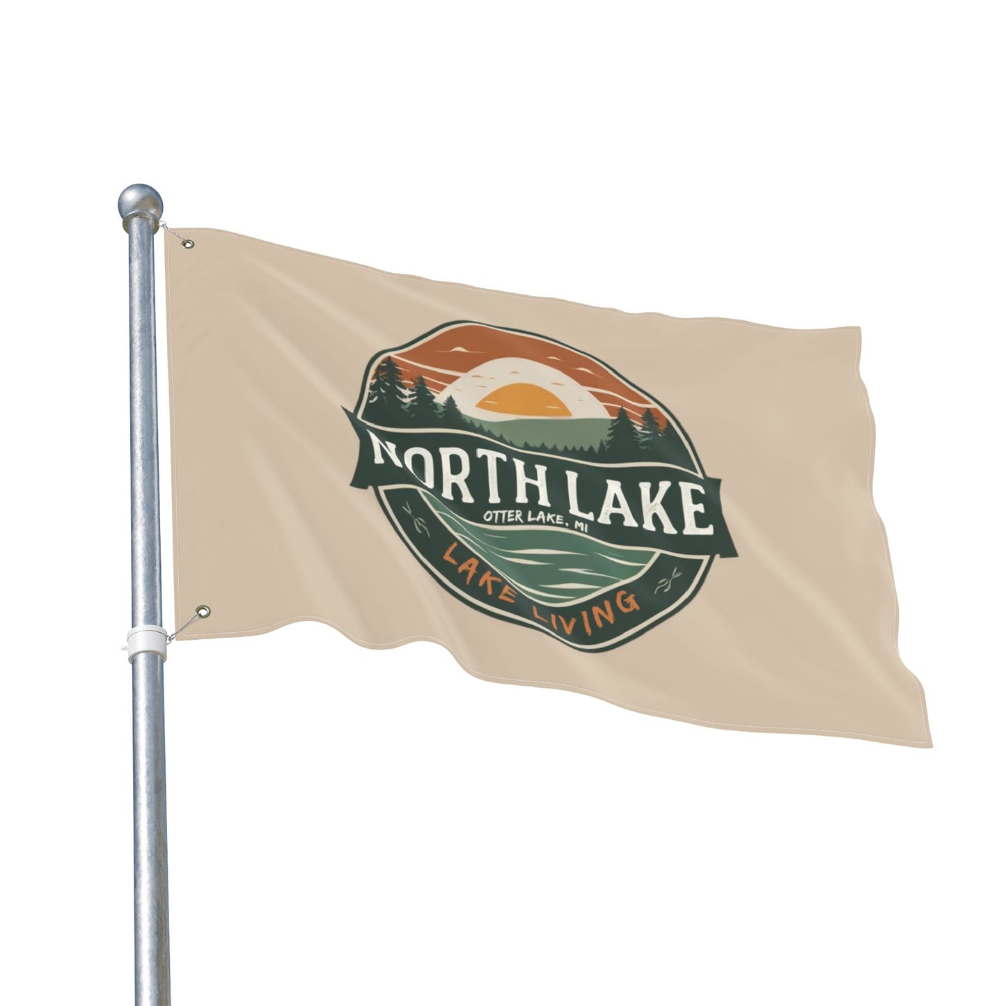 North Lake Flag — Double-Sided Vintage Sunset Graphic