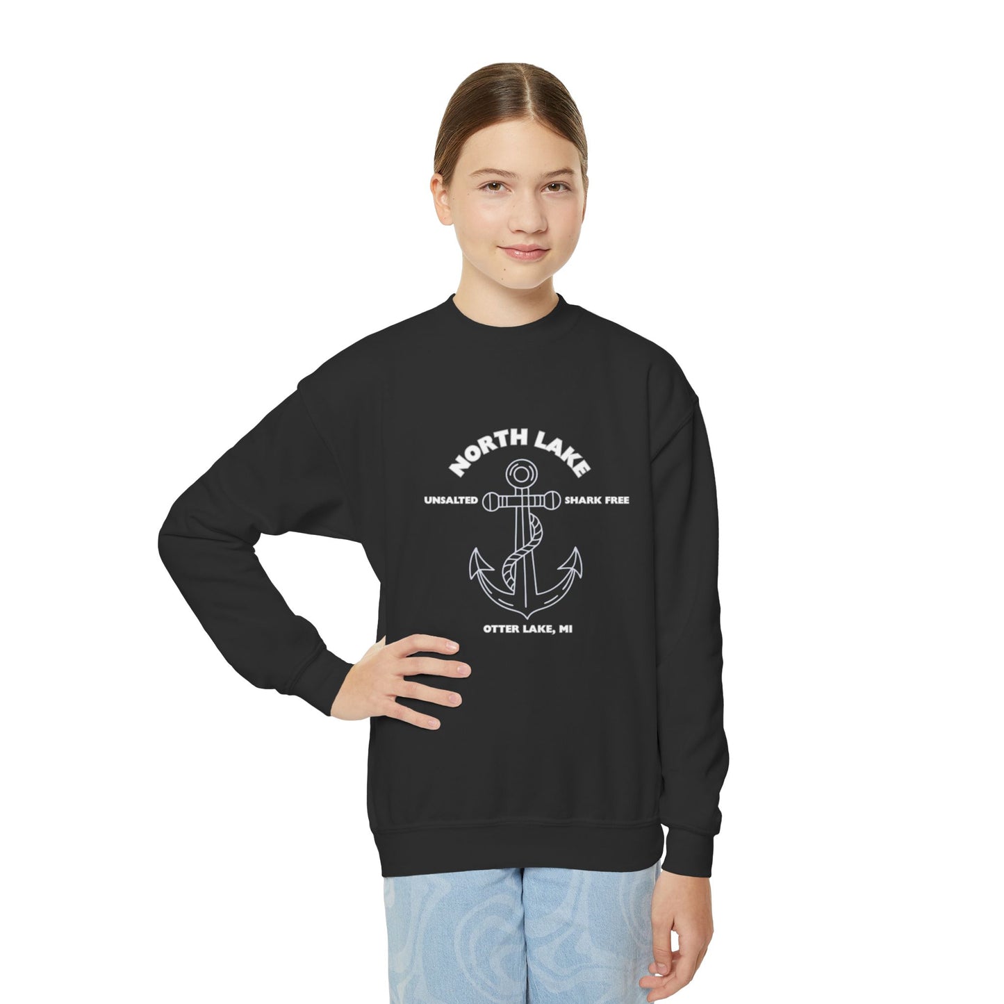 North Lake Youth Crewneck Sweatshirt - Anchor Graphic