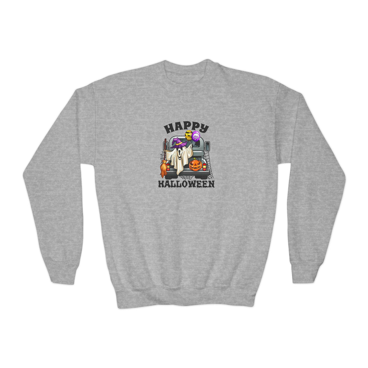 Youth Sweatshirt (Crewneck) - Halloween - Trunk or Treat Graphic (Happy Halloween)