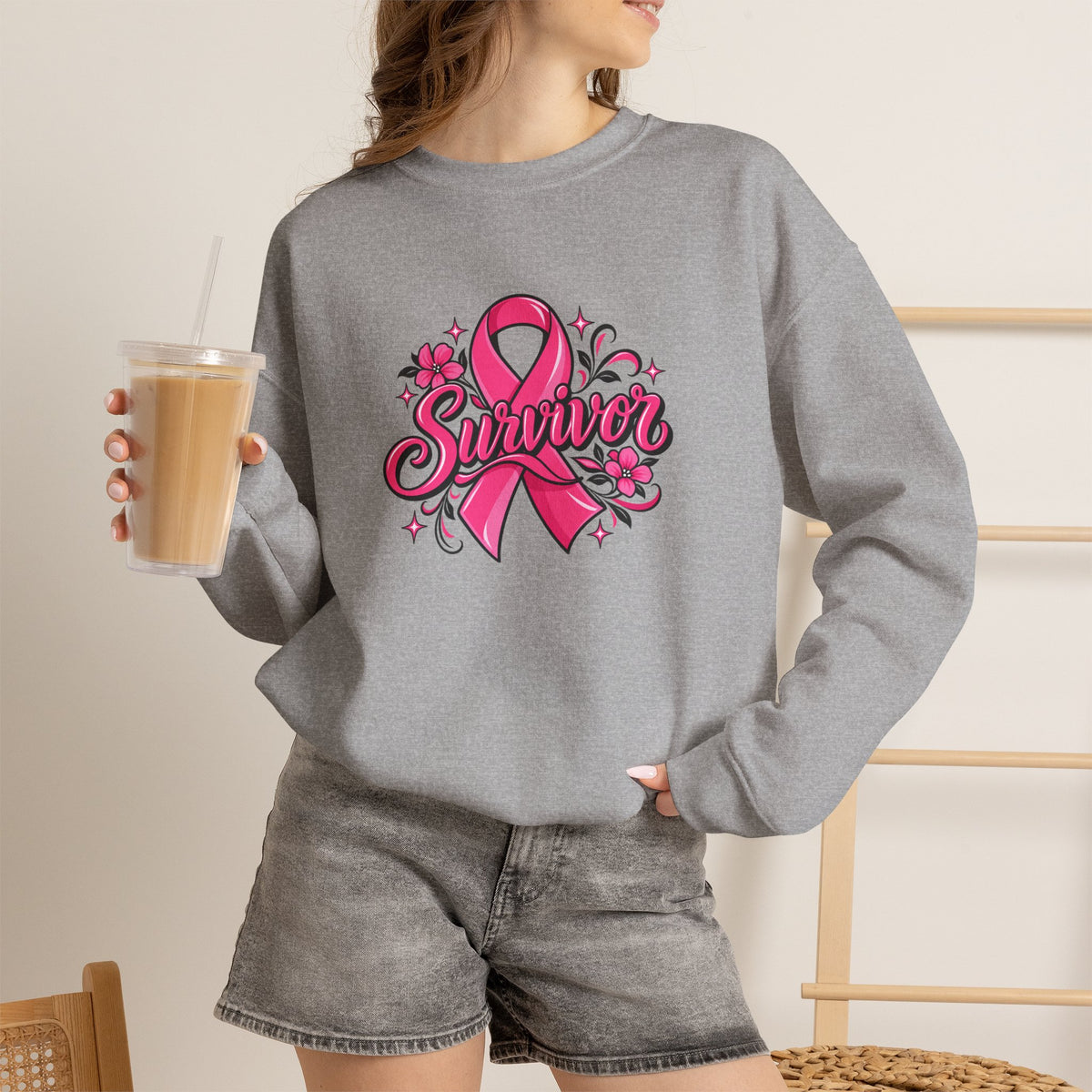 Unisex Heavy Blend Sweatshirt (Crewneck) - Breast Cancer - Survivor