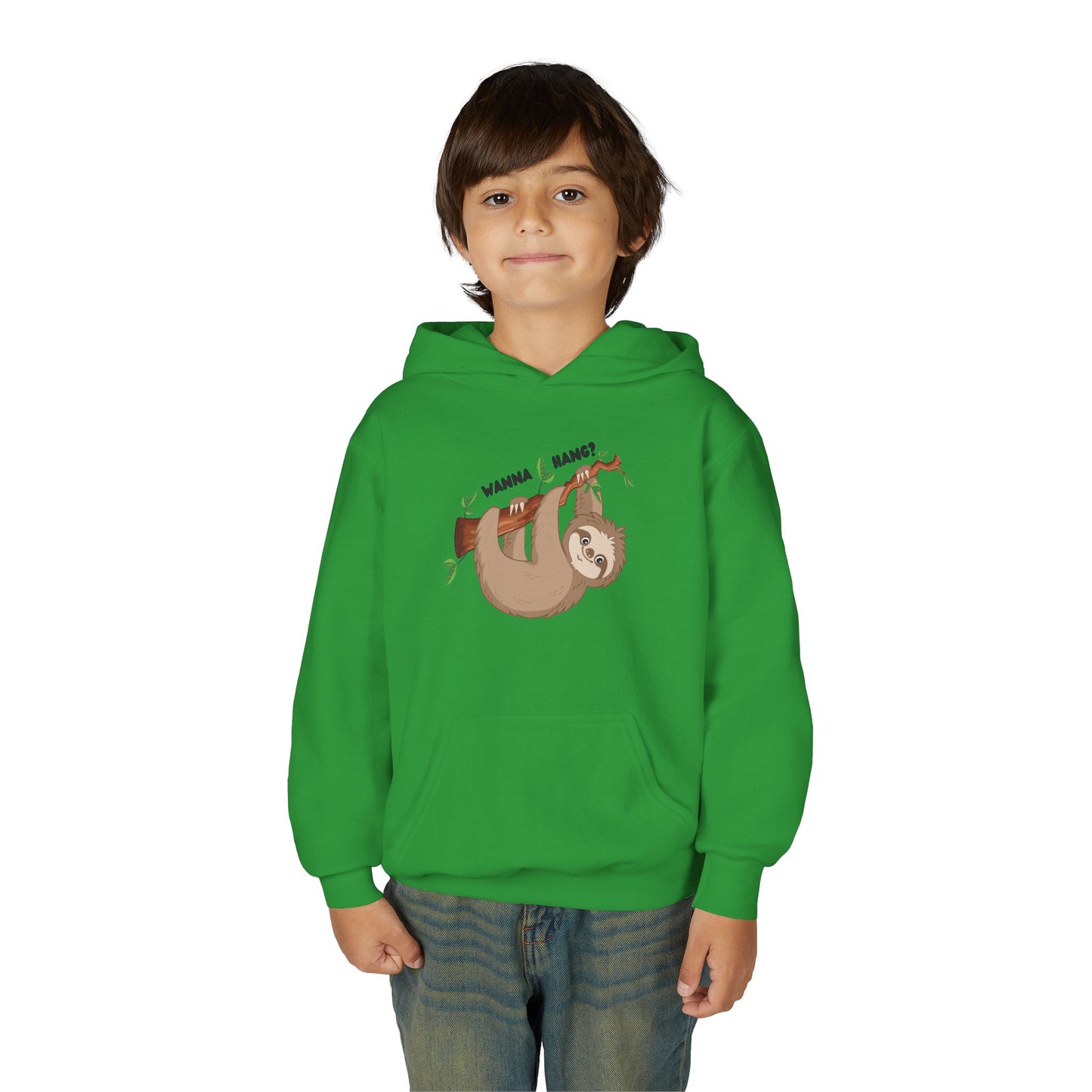 Youth Heavy Blend Hooded Sweatshirt: Sloth - Wanna hang?