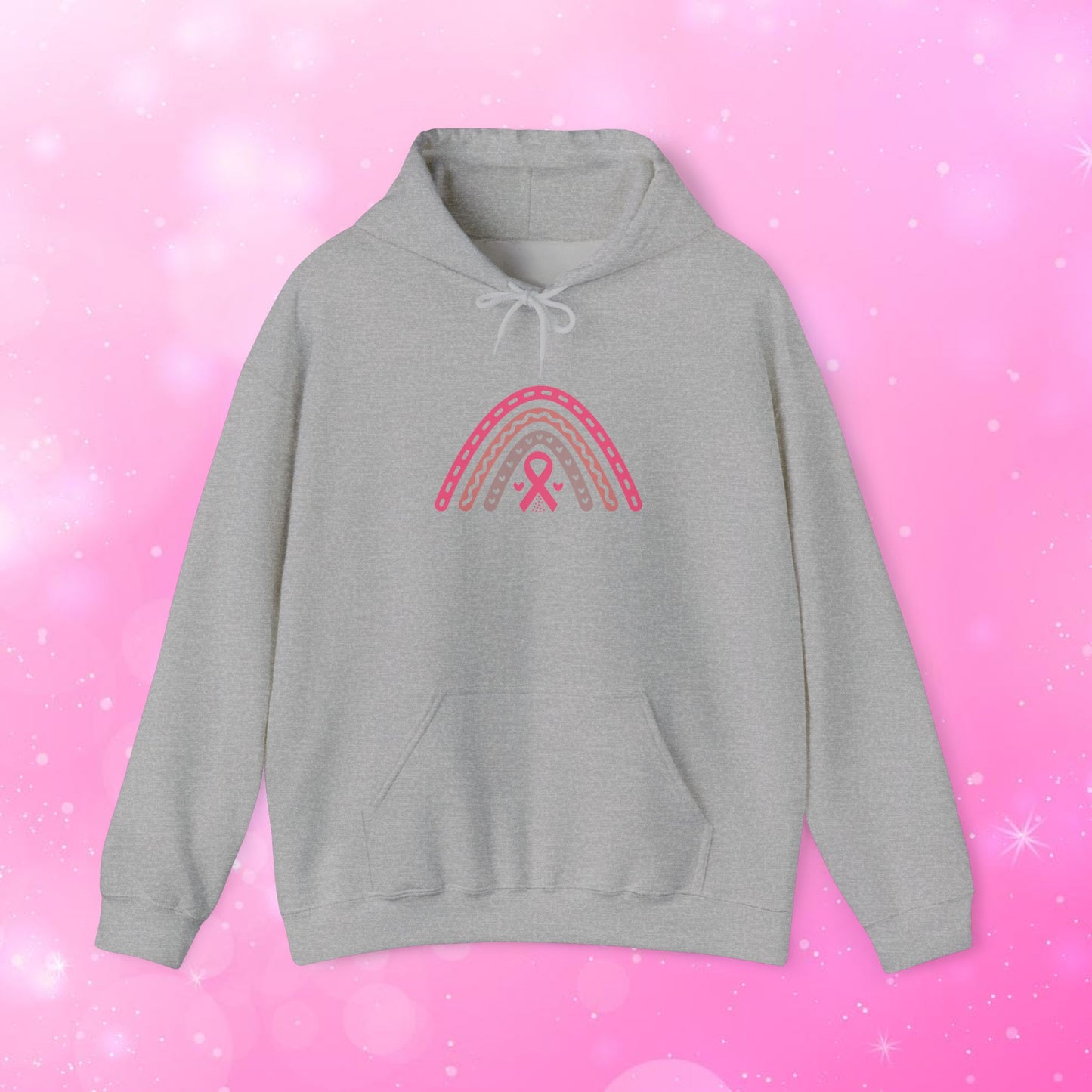 Unisex Heavy Blend Sweatshirt (Hoodie) - Breast Cancer Awareness Rainbow