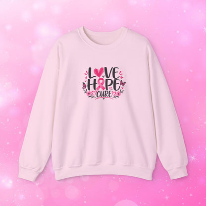 Unisex Heavy Blend Sweatshirt (Crewneck) - Breast Cancer - Love, Hope, Cure