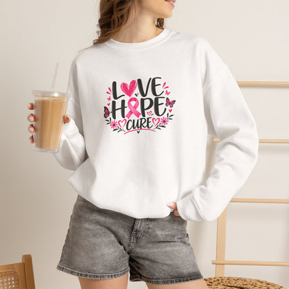 Unisex Heavy Blend Sweatshirt (Crewneck) - Breast Cancer - Love, Hope, Cure