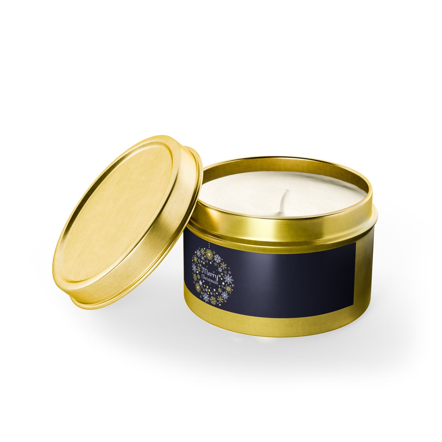 Tin Candles: Merry Christmas navy snow bulb