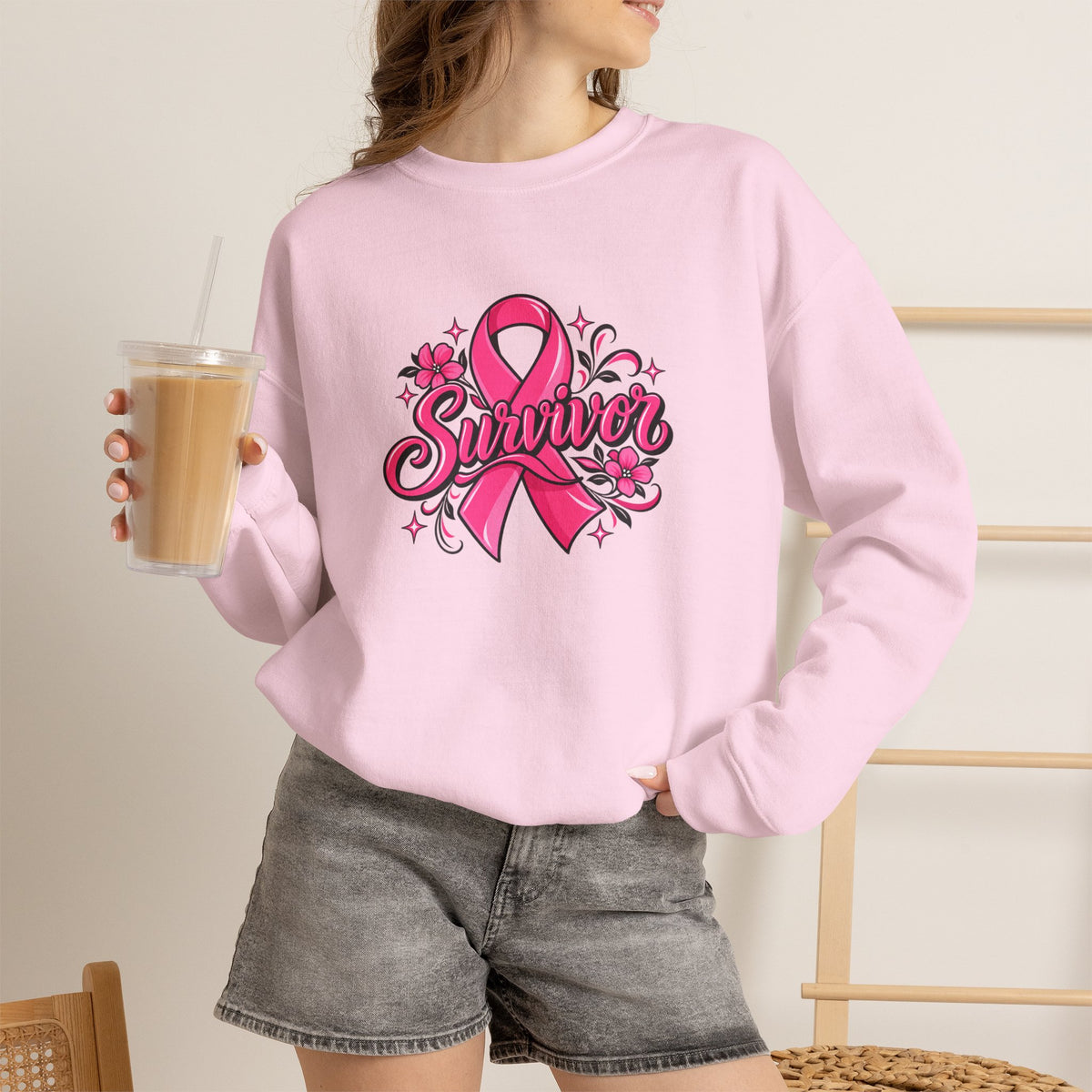 Unisex Heavy Blend Sweatshirt (Crewneck) - Breast Cancer - Survivor