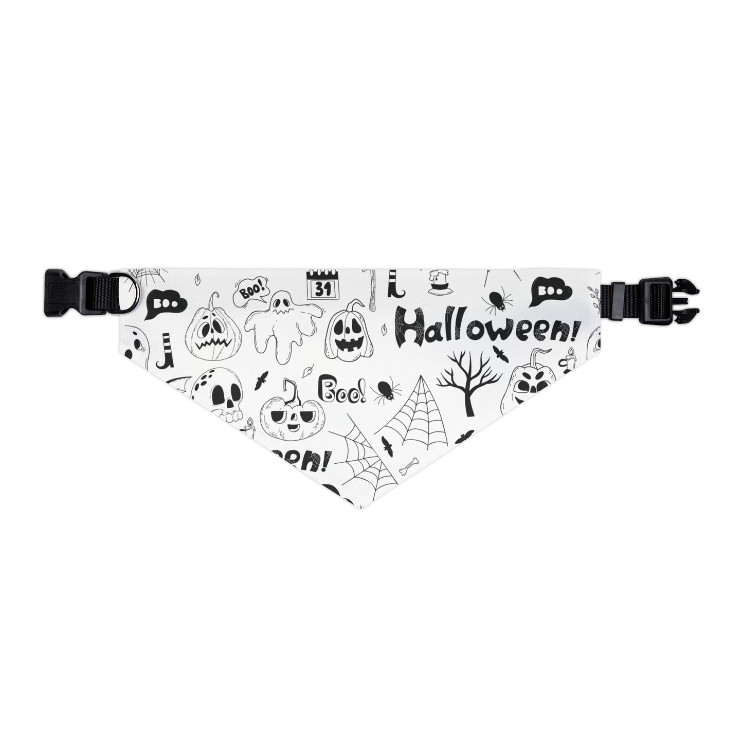 Pet Bandana Collar: B&W Halloween pattern