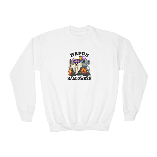 Youth Sweatshirt (Crewneck) - Halloween - Trunk or Treat Graphic (Happy Halloween)