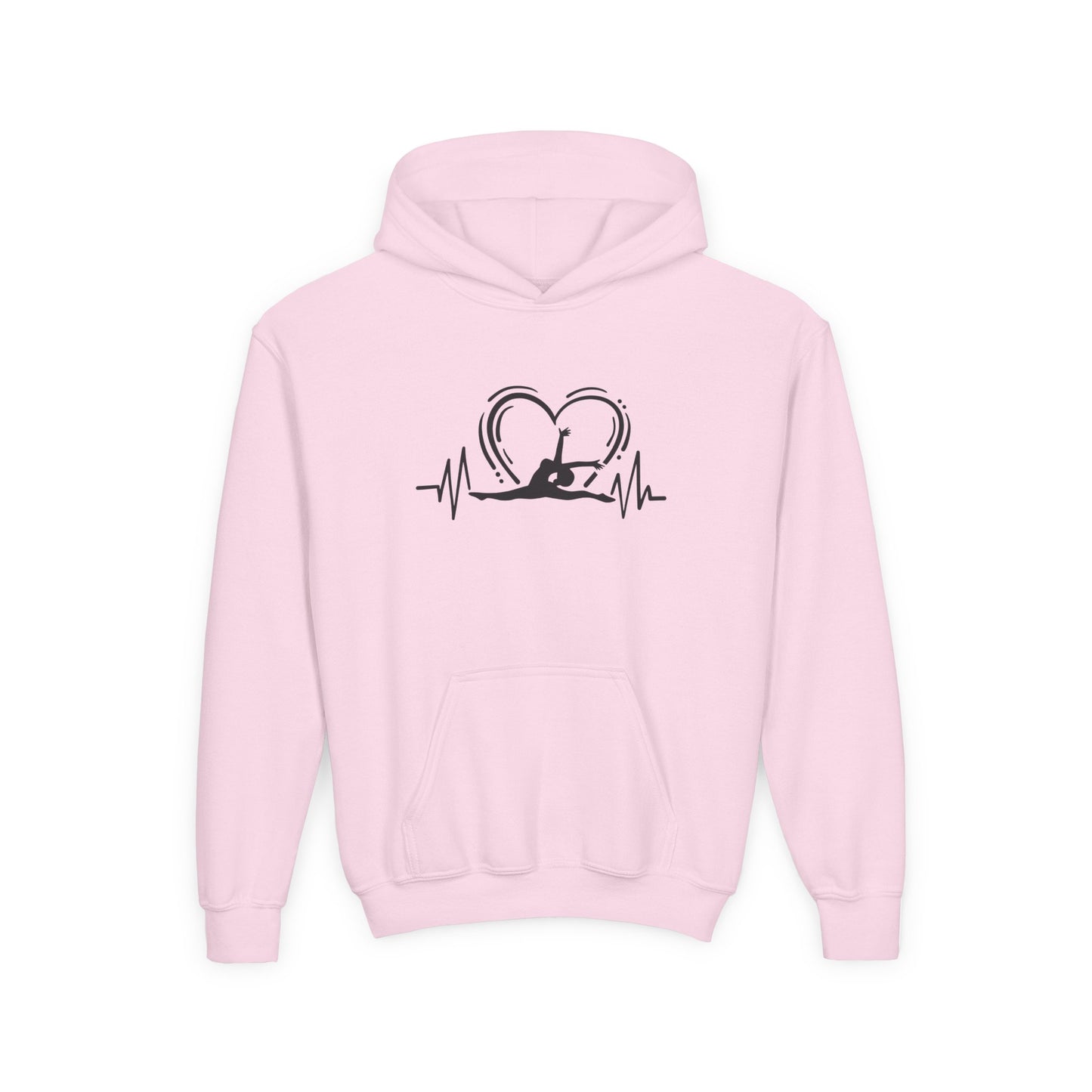 Youth Heavy Blend Hooded Sweatshirt: Gymnastics-Heartbeat
