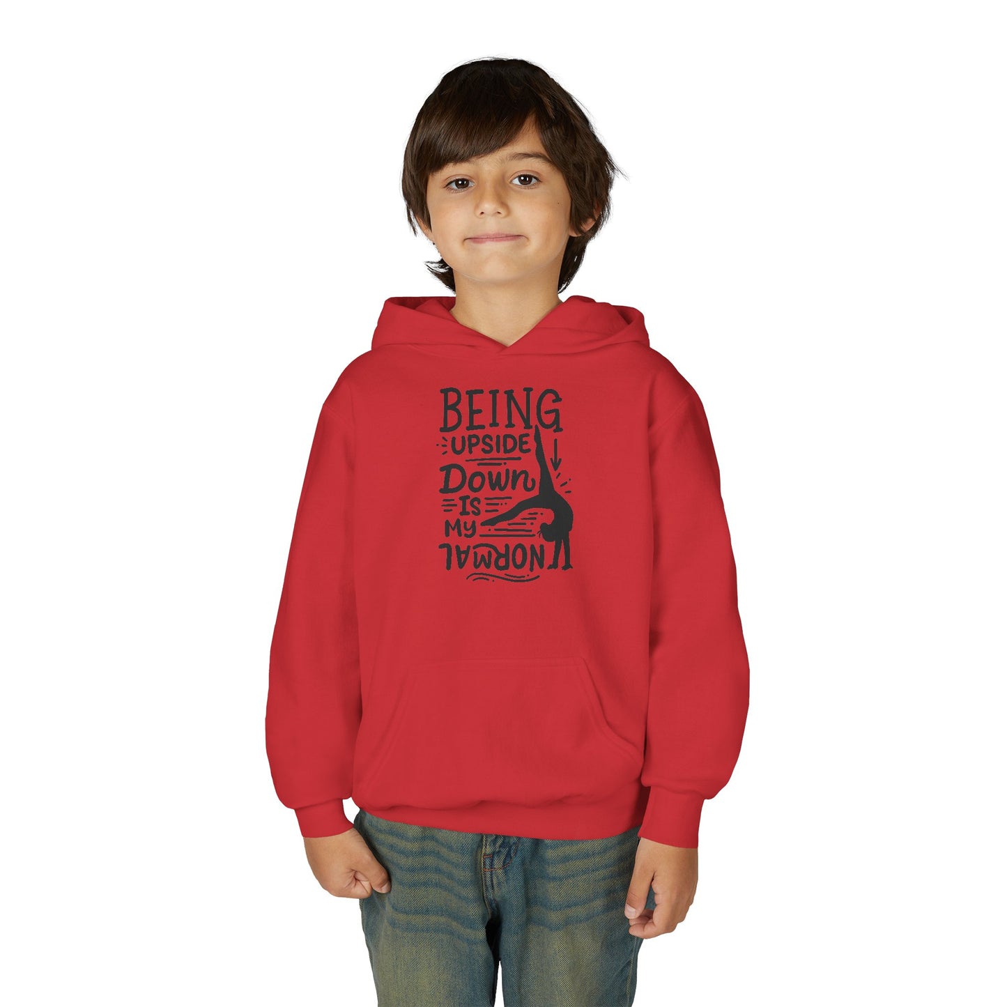 Youth Heavy Blend Hooded Sweatshirt: Gymnastics-Being upside down is my normal