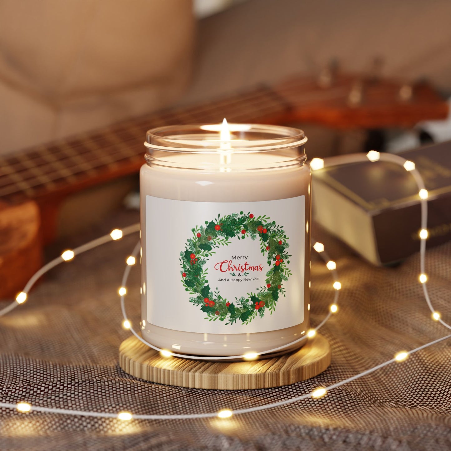 Scented Soy Candle, 9oz: Merry Christmas wreath