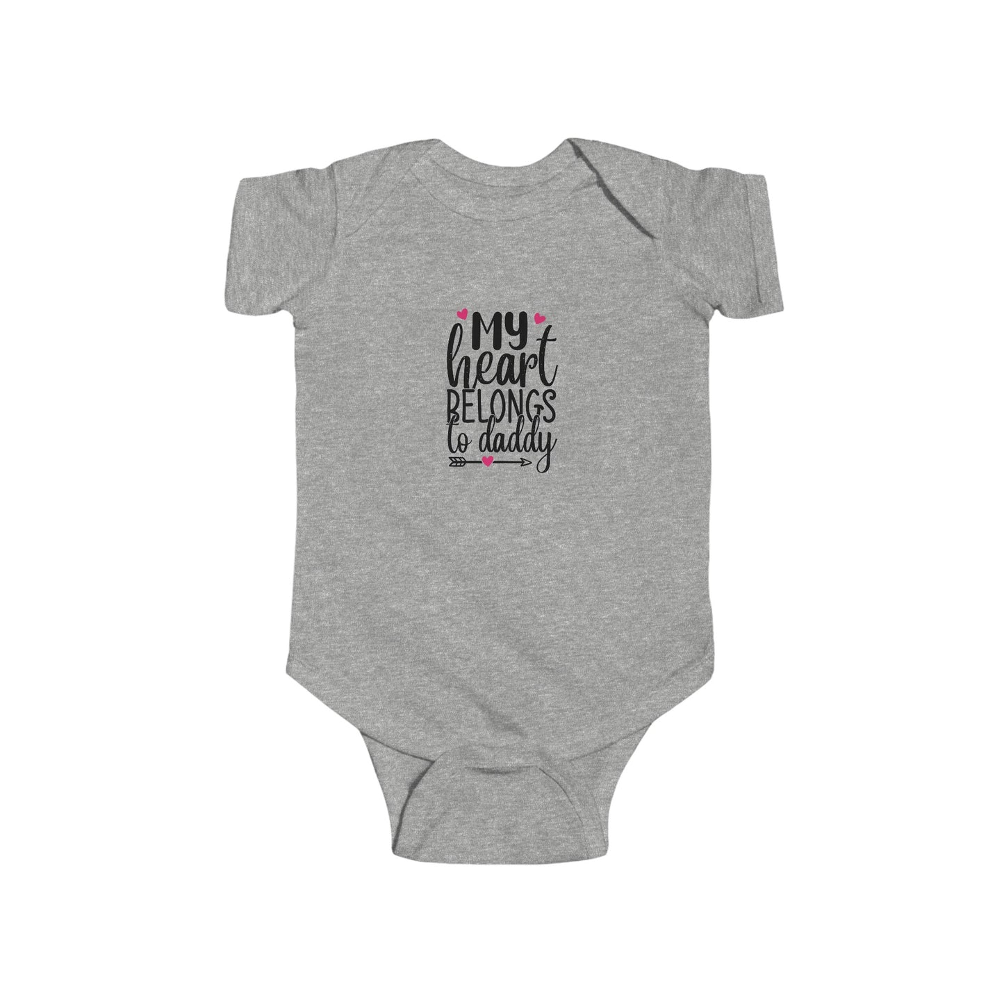 Infant Fine Jersey Onesie: Heart belongs to daddy onesie