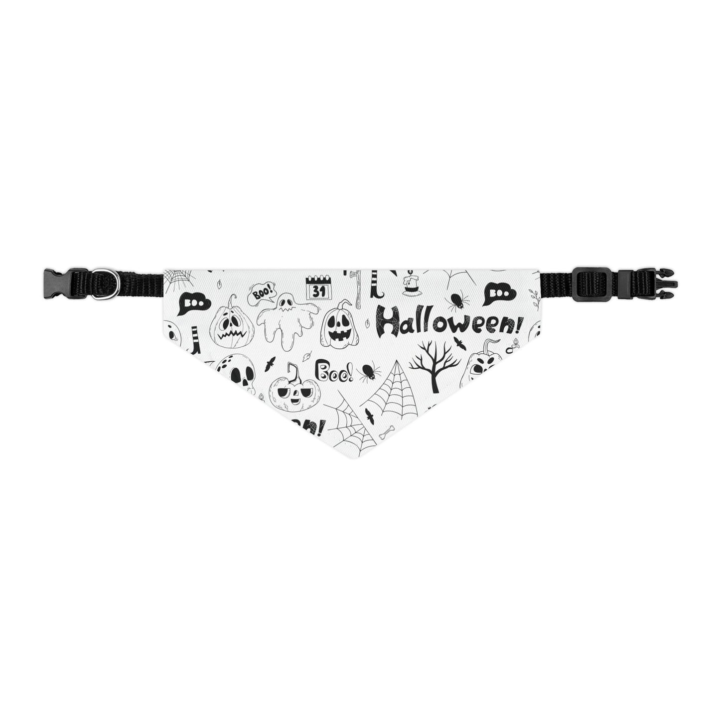 Pet Bandana Collar: B&W Halloween pattern