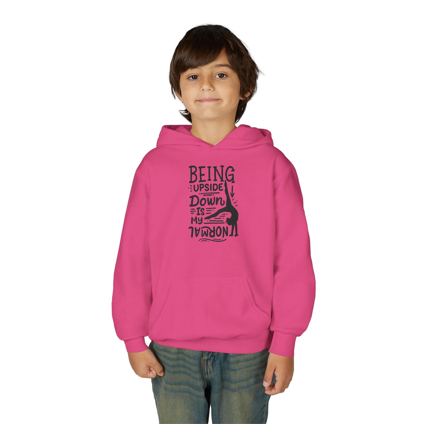 Youth Heavy Blend Hooded Sweatshirt: Gymnastics-Being upside down is my normal