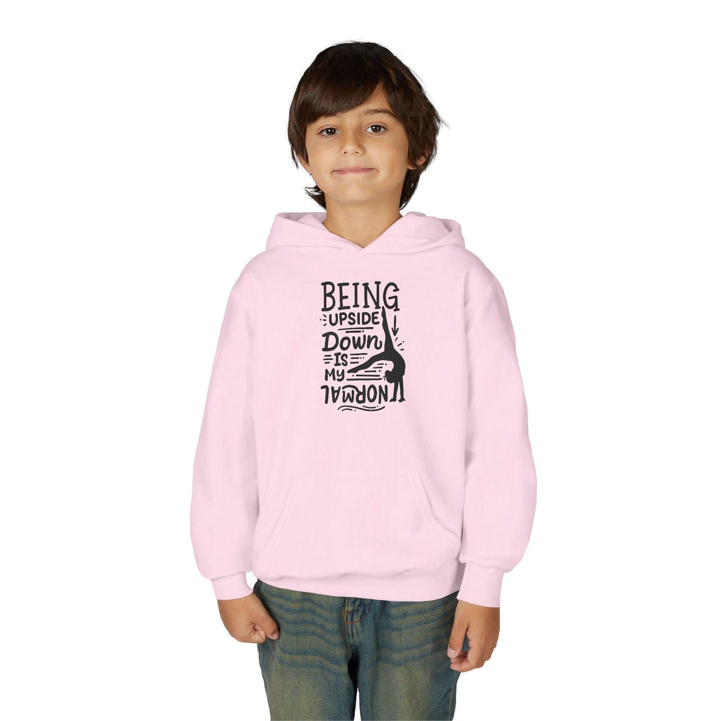 Youth Heavy Blend Hooded Sweatshirt: Gymnastics-Being upside down is my normal