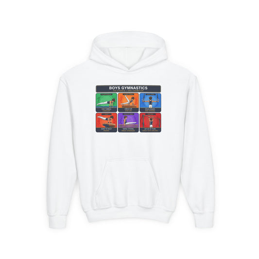 Boys Gymnastics Sweatshirt (Hoodie) — Six Events One Champion Youth Pullover | Gymnast Gift