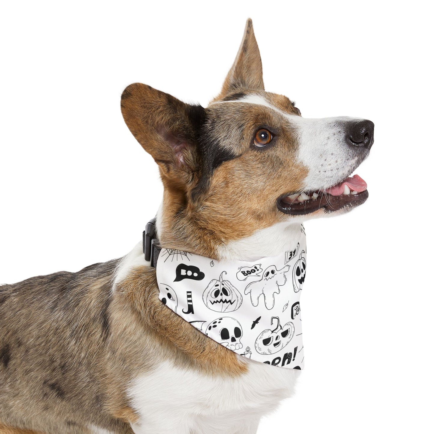 Pet Bandana Collar: B&W Halloween pattern
