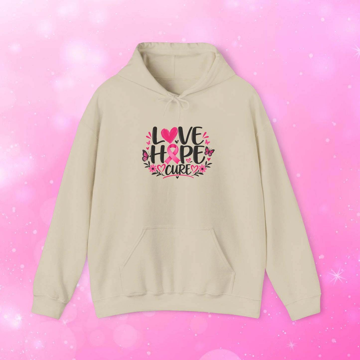Unisex Heavy Blend Sweatshirt (Hoodie) - Breast Cancer - Love, Hope, Cure