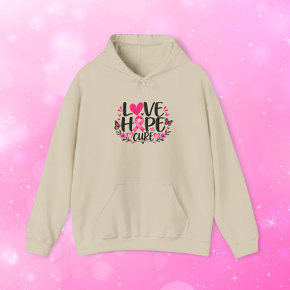 Unisex Heavy Blend Sweatshirt (Hoodie) - Breast Cancer - Love, Hope, Cure