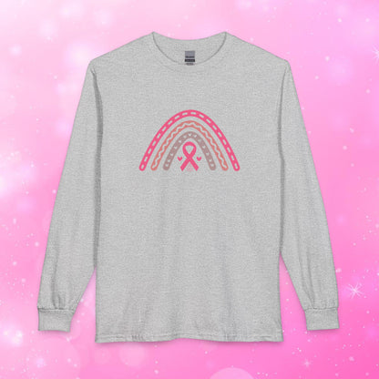 Unisex Long Sleeve Tee - Breast Cancer Awareness Rainbow