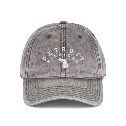 Baseball Cap — Vintage Distressed Embroidered - Detroit, Michigan (white lettering)