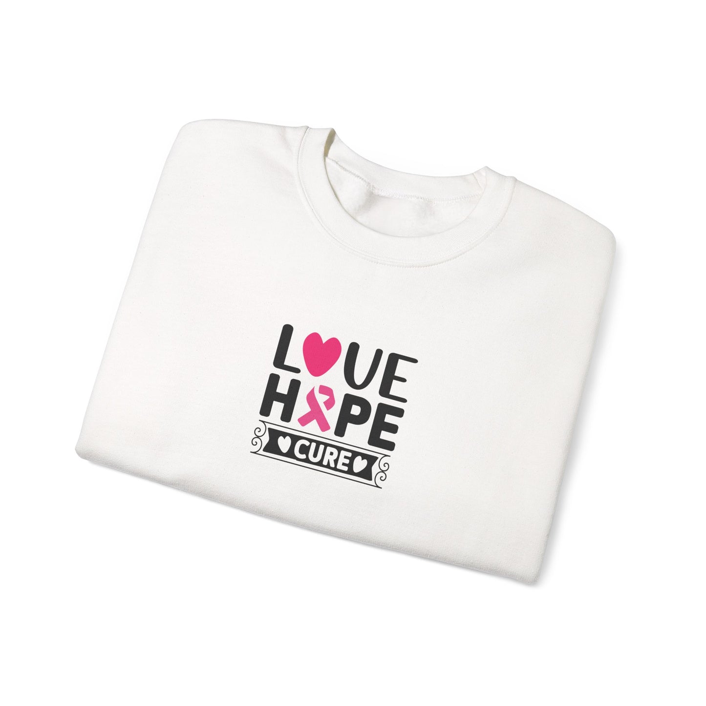 Unisex Heavy Blend™ Crewneck Sweatshirt: Love-Hope-Cure Breast Cancer